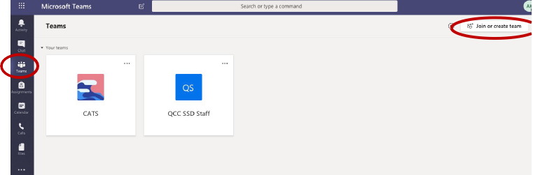 “Join or create team” button in Team section. 